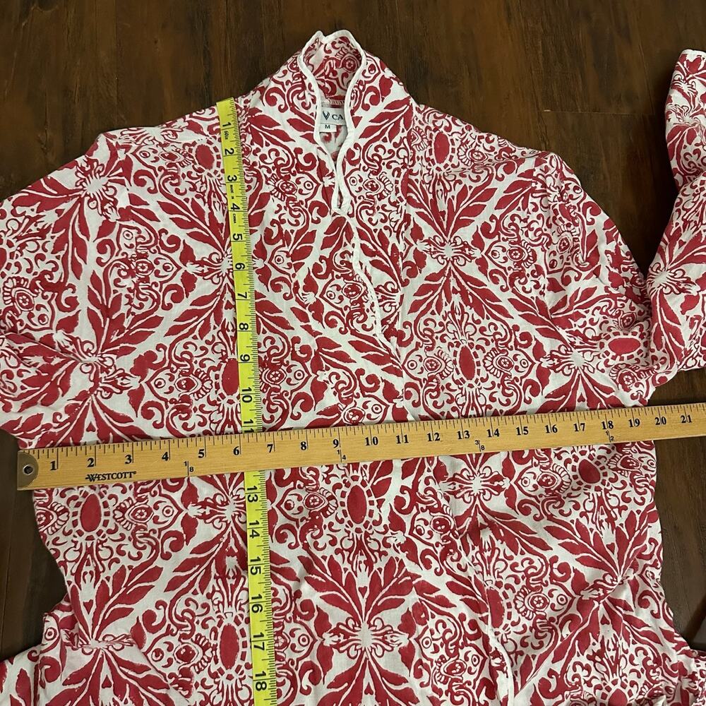 HEIDI CAREY Filigree Kimono Robe Red White Floral Long Sleeve Lounge - Picture 12 of 13
